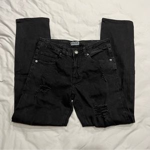 BLACK men’s relaxed straight flex ripped jeans